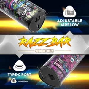 Razz Bar 30000 Bouffees Vape Jetable Vente en Gros Cristal Livraison Gratuite Entrepot UE