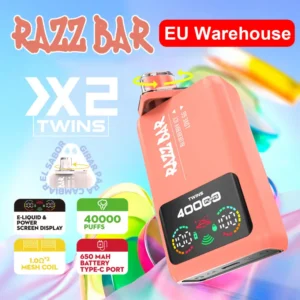 Razz Bar 40000 Bouffees Vape Jetable 2 en 1 Saveurs 40K Rechargeable Gout Gratuit Entrepot UE