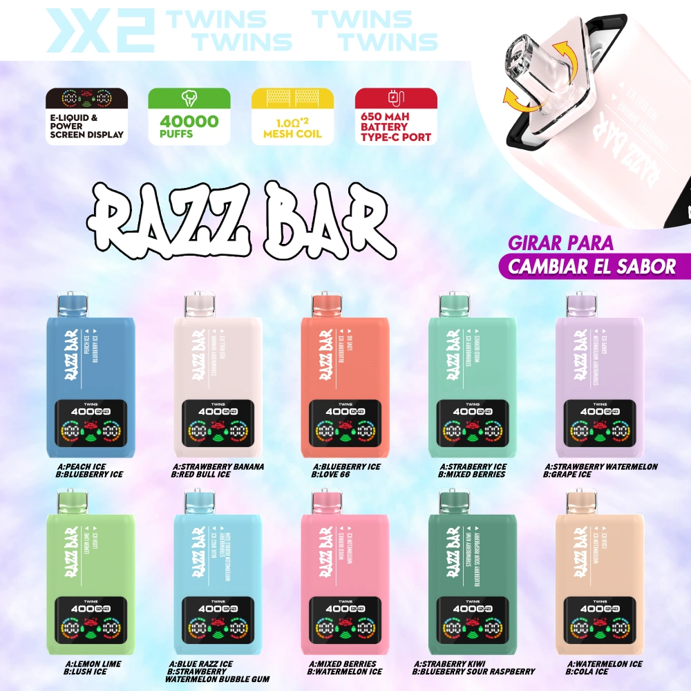 Razz Bar 40000 Bouffees Vape Jetable 2 en 1 Saveurs 40K Rechargeable Gout Gratuit Entrepot UE
