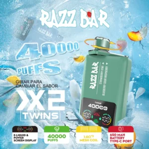 Razz Bar 40000 Bouffees Vape Jetable 2 en 1 Saveurs 40K Rechargeable Gout Gratuit Entrepot UE