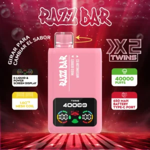Razz Bar 40000 Bouffees Vape Jetable 2 en 1 Saveurs 40K Rechargeable Gout Gratuit Entrepot UE