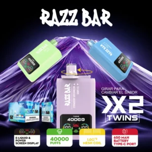 Razz Bar 40000 Bouffees Vape Jetable 2 en 1 Saveurs 40K Rechargeable Gout Gratuit Entrepot UE