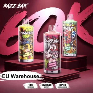 Razz Bar 60000 bouffées Vape jetable design cristal rechargeable Entrepôt UE