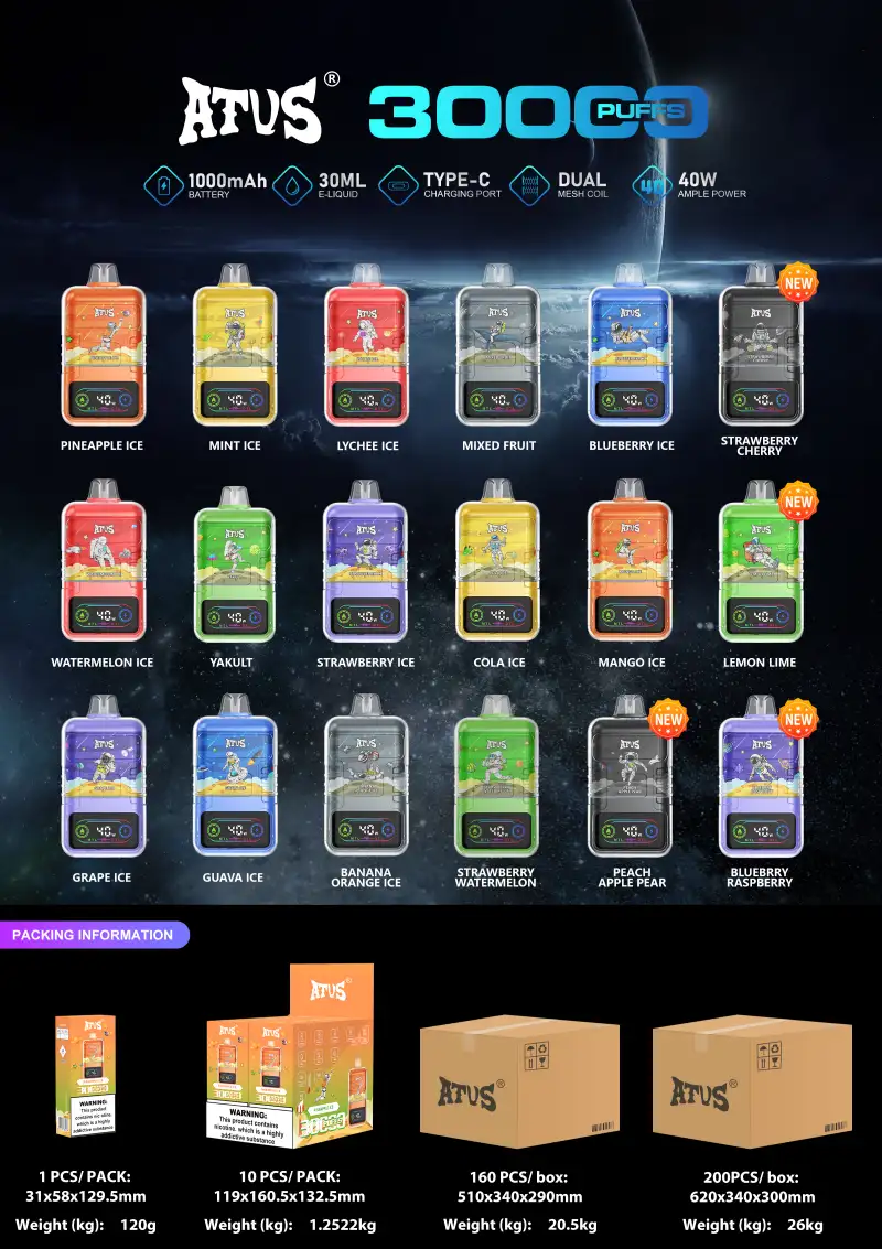 ATVS 30K Puffs 30000 Meilleur Vape Jetable Vente en Gros Livraison Gratuite
