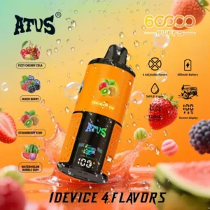 ATVS 60000 Puffs 60k 4 en 1 Meilleure Vape Jetable Vente en Gros Livraison Gratuite