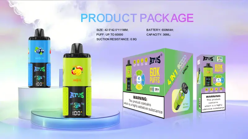 ATVS 60000 Puffs 60k 4 en 1 Meilleure Vape Jetable Vente en Gros Livraison Gratuite