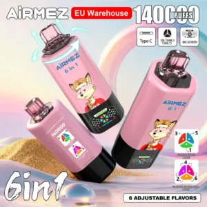 Airmez 140K Bouffées Vape Jetable 6-en-1 Vente en Gros Livraison 3-7 Jours Entrepôt UE