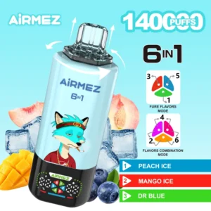 Airmez 140K Bouffées Vape Jetable 6-en-1 Vente en Gros Livraison 3-7 Jours Entrepôt UE