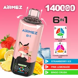 Airmez 140K Bouffées Vape Jetable 6-en-1 Vente en Gros Livraison 3-7 Jours Entrepôt UE