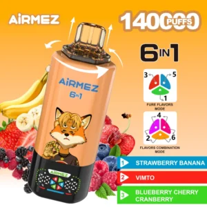 Airmez 140K Bouffées Vape Jetable 6-en-1 Vente en Gros Livraison 3-7 Jours Entrepôt UE