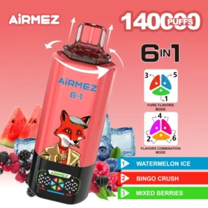 Airmez 140K Bouffées Vape Jetable 6-en-1 Vente en Gros Livraison 3-7 Jours Entrepôt UE