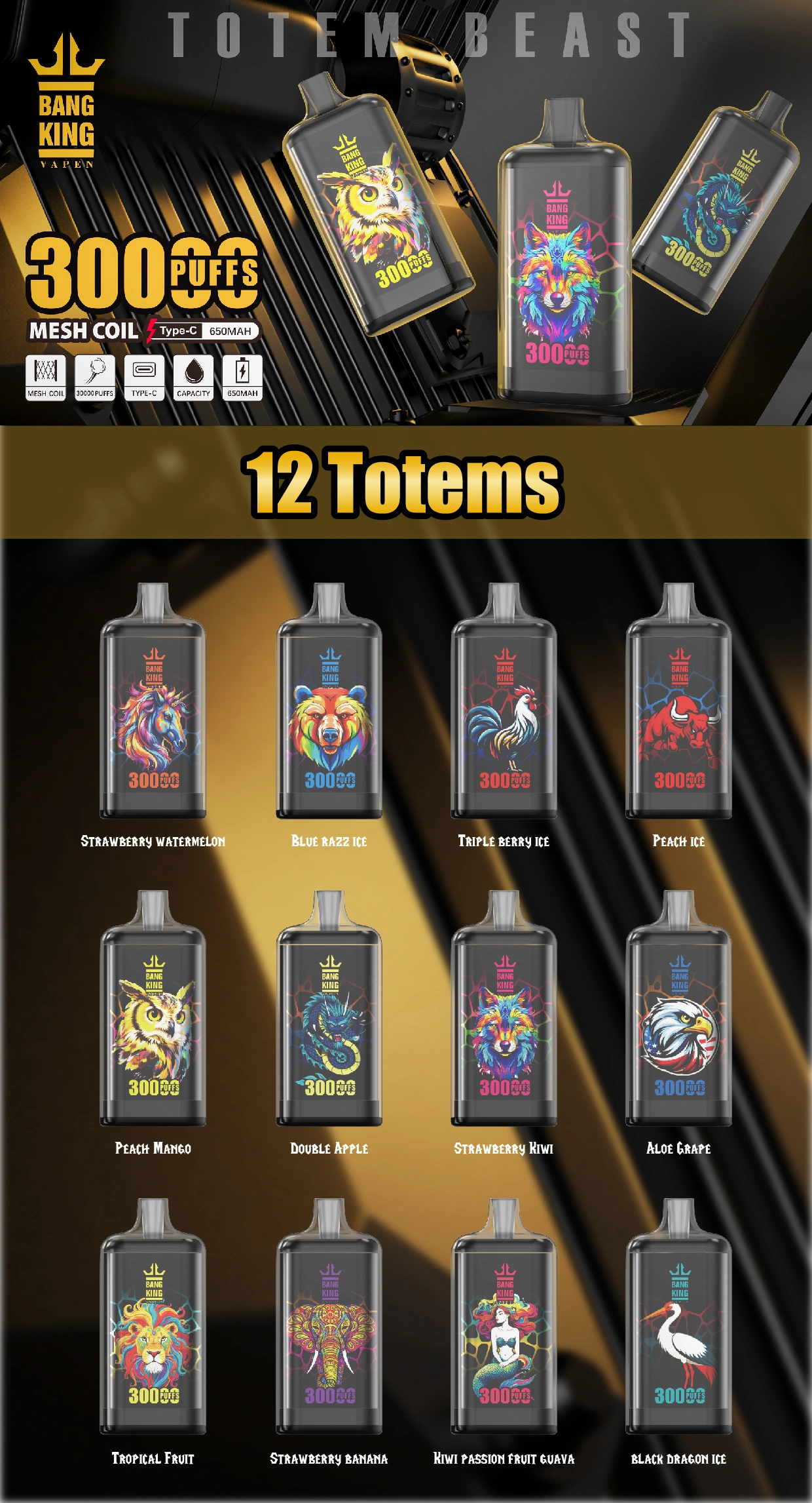 EU Puff Bang King 30000 bouffées 30k Crystal cigarette électronique jetable livraison sous 3 à 7 jours ouvrés