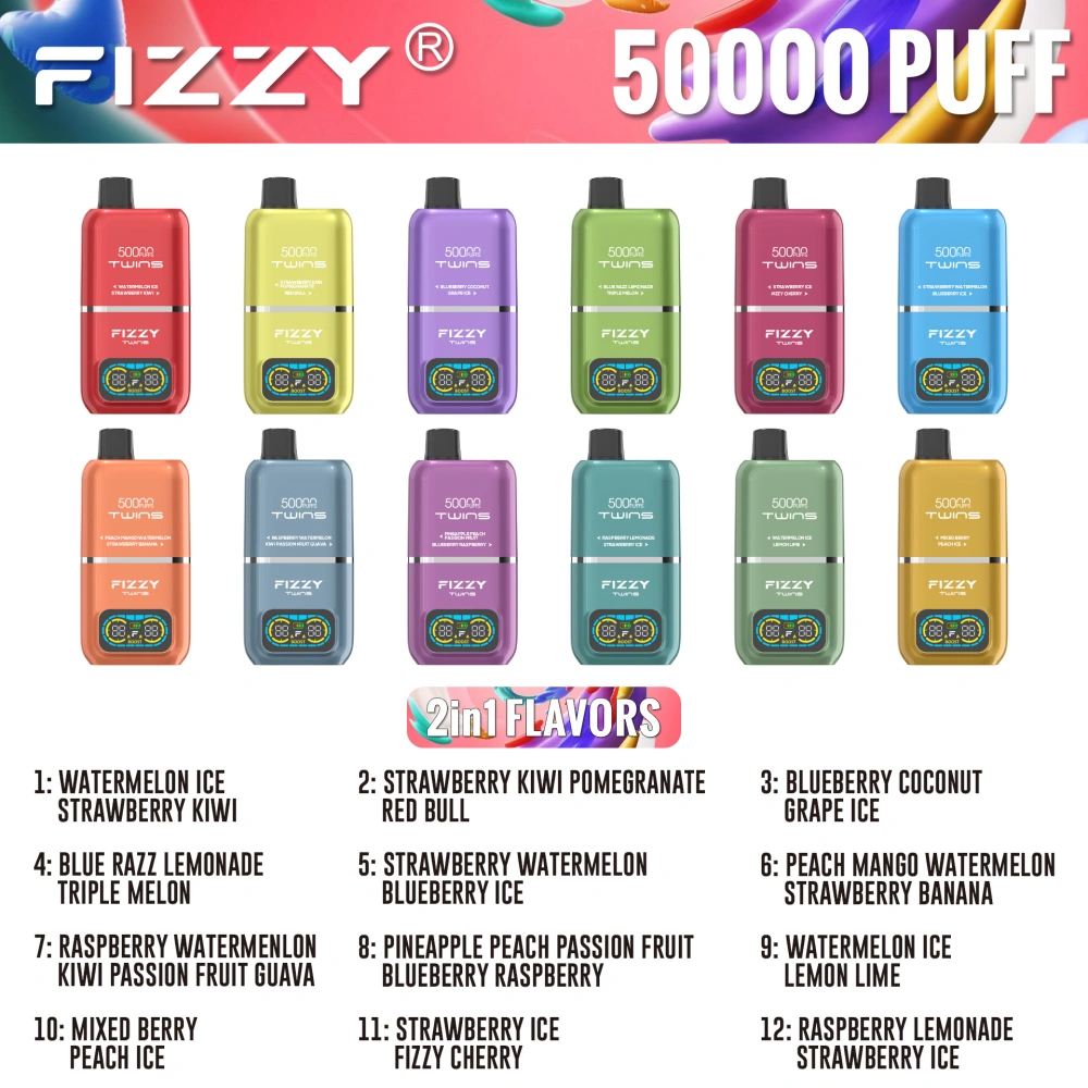 EU Vape Fizzy 50k Bouffées 50000 Twins 2 en 1 Meilleure Cigarette Électronique Jetable Livraison Gratuite