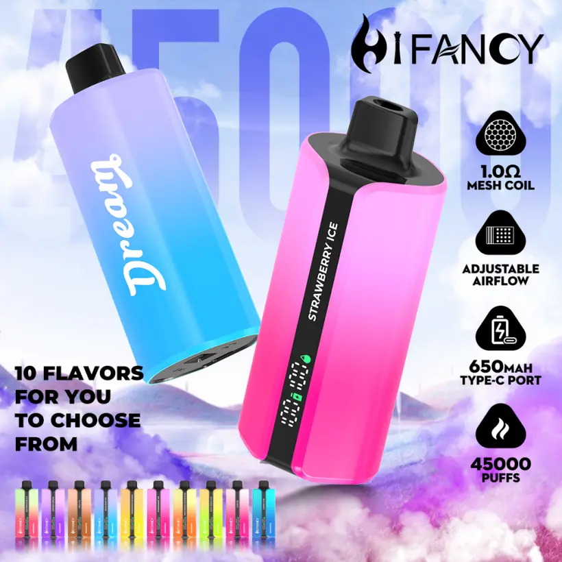 EU Vape Hifancy 45000 Bouffées 45K Vape Jetable Livraison Gratuite Vente En Gros 10 Saveurs