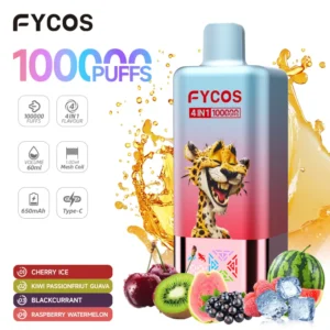 Fycos 100k Puffs 4 en 1 Meilleure Vape Jetable Livraison Gratuite 3 à 7 Jours Ouvrés Entrepôt UE