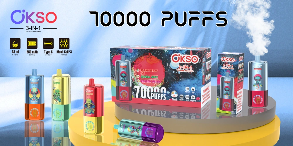 EU Vape OKSO 70000 Puffs 70k 3 en 1 Vape Jetable Vente en Gros Livraison Gratuite
