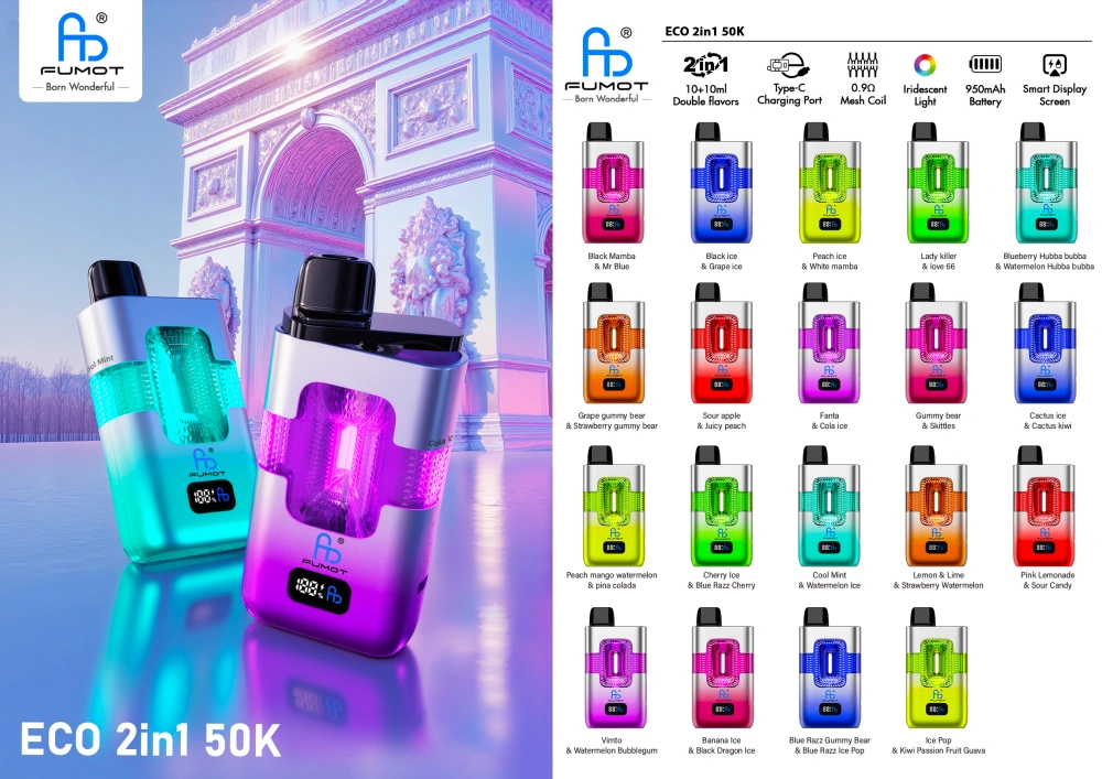 Fumot 50k Puffs 2 en 1 Crystal Vape Jetable Randm 50000 Livraison Gratuite
