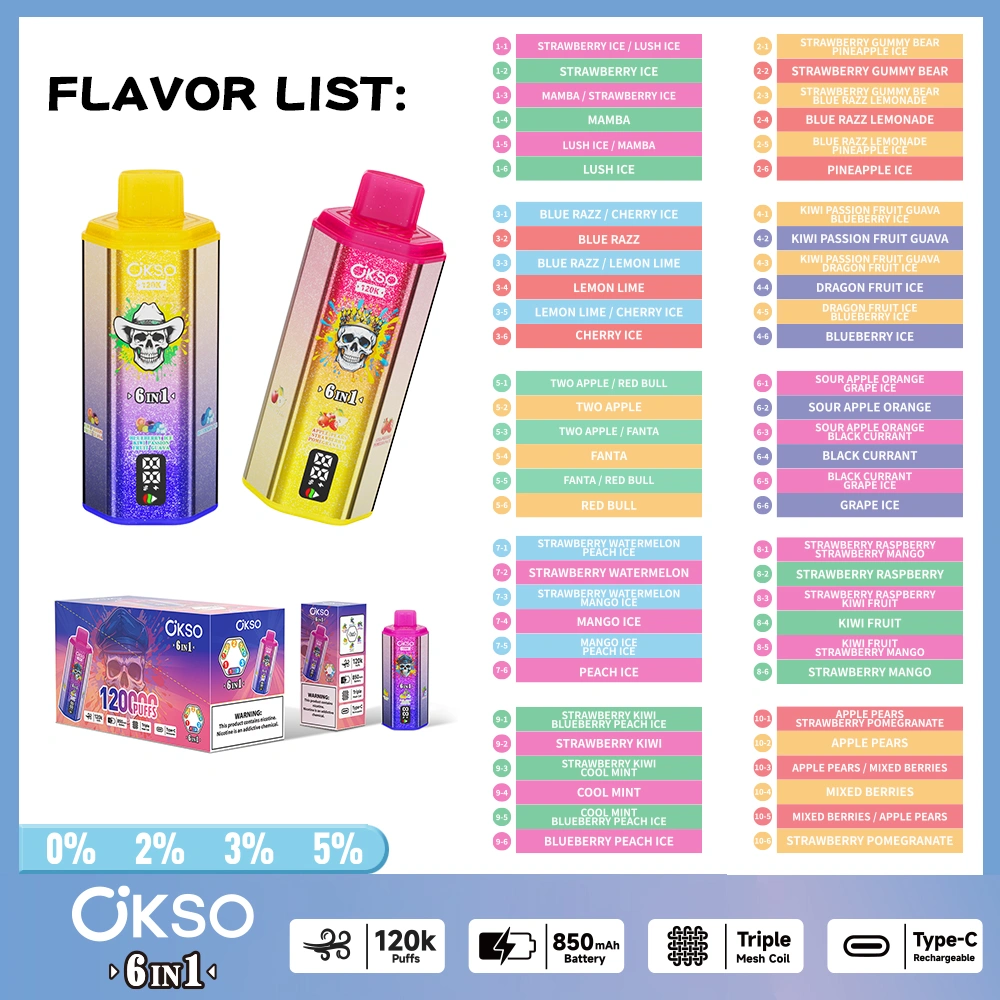 OKSO 120K Puffs 6 In 1 Best Disposable Vape Shop 120000 Livraison Gratuite