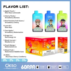 OKSO 60000 Puffs Double Saveur 2 en 1 Vape Jetable Livraison Gratuite Entrepôt UE