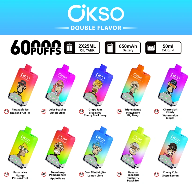 OKSO 60000 Puffs Double Saveur 2 en 1 Vape Jetable Livraison Gratuite Entrepôt UE