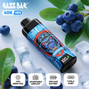 Razz Bar 40k Bouffées Vape Jetable Avec Écran Intelligent Livraison Gratuite