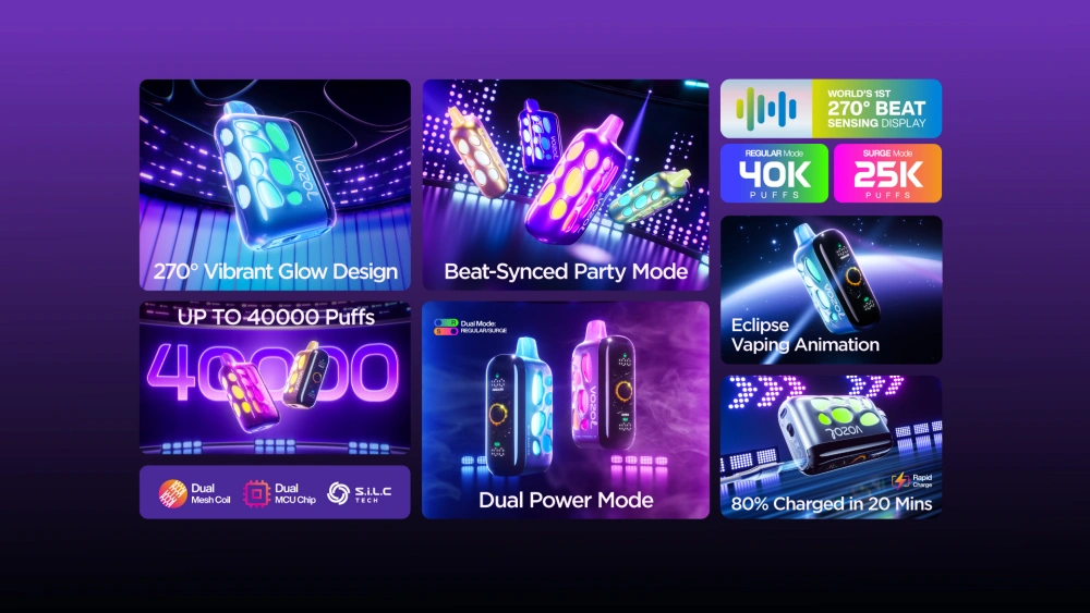 Vozol Rave 40000 Bouffées 40K Cigarette Électronique Jetable Double Mode de Puissance Livraison Gratuite Entrepôt UE