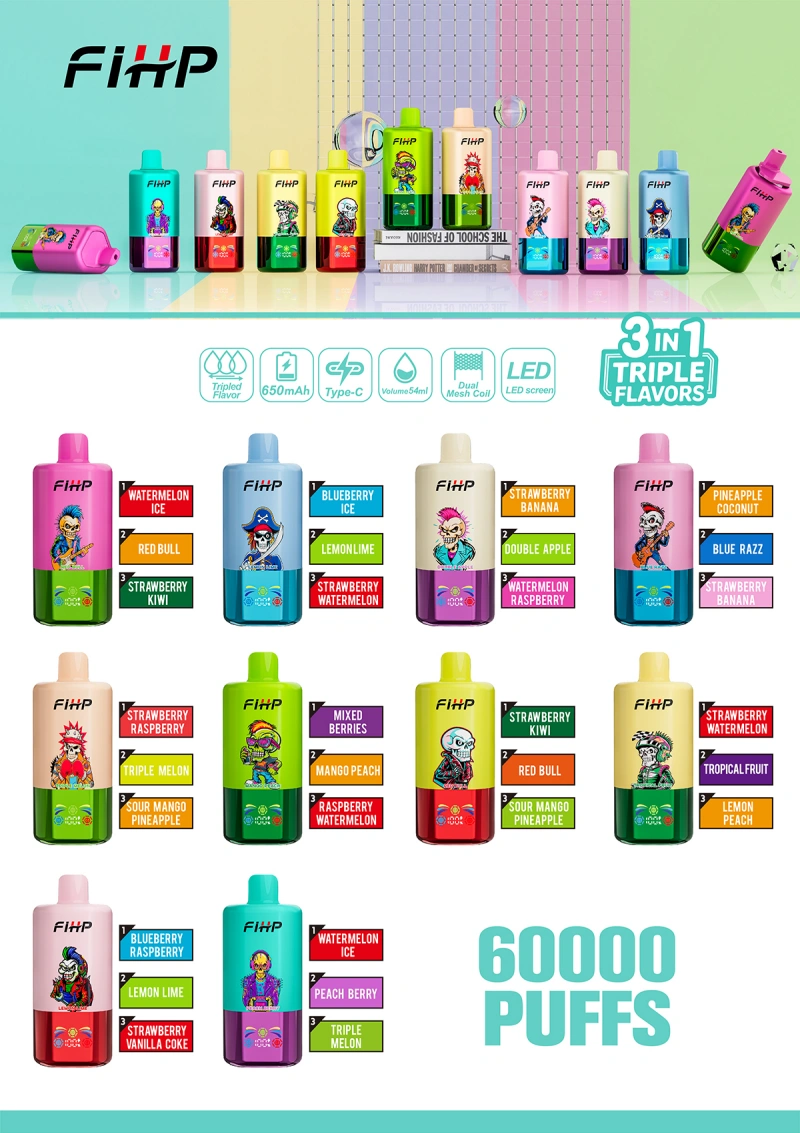FIHP 60k Bouffées 3 en 1 Vape Jetable Triple Saveurs 60000 Entrepôt UE