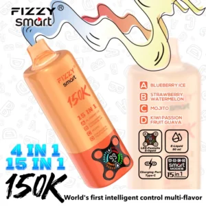 Fizzy 150k Bouffées 15 en 1 Saveurs Vape Jetable 150000 Livraison Gratuite Entrepôt UE
