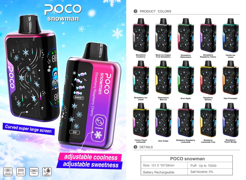 POCO 70000 Bouffées 70k Snowman Ice Control Vape Jetable Livraison Gratuite Entrepôt UE