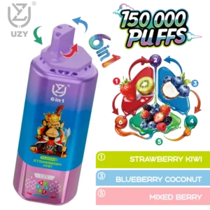 UZY 150K Bouffées 6 en 1 Saveurs Vape Jetable 150000 Livraison Gratuite Entrepôt UE