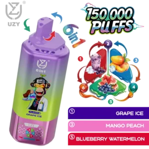 UZY 150K Bouffées 6 en 1 Saveurs Vape Jetable 150000 Livraison Gratuite Entrepôt UE