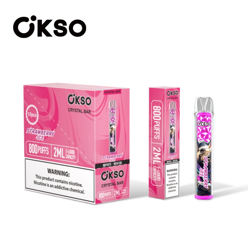 OKSO 800 Puffs Crystal Bar Vape Jetable Pas Cher Vente En Gros Avec 2ml E Liquid
