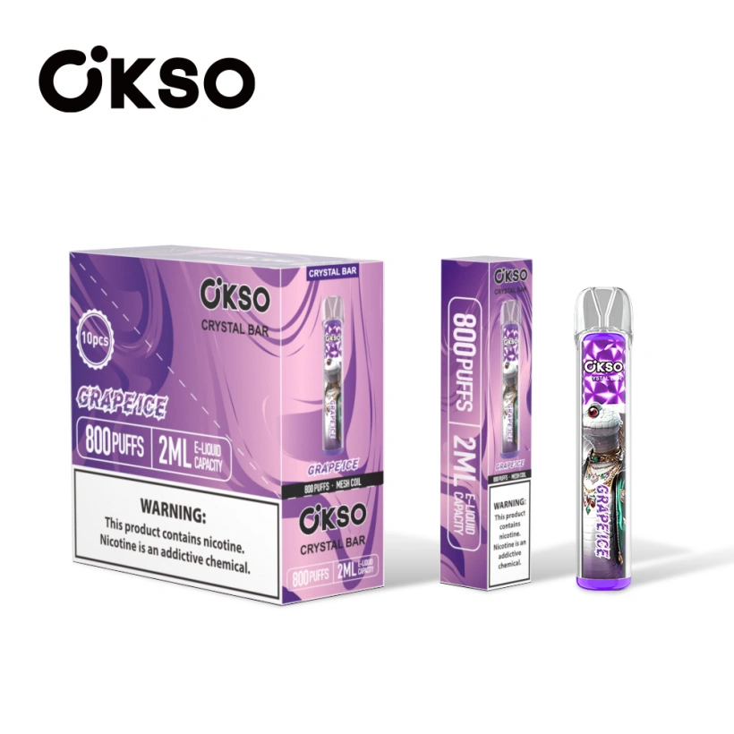 OKSO 800 Puffs Crystal Bar Vape Jetable Pas Cher Vente En Gros Avec 2ml E Liquid