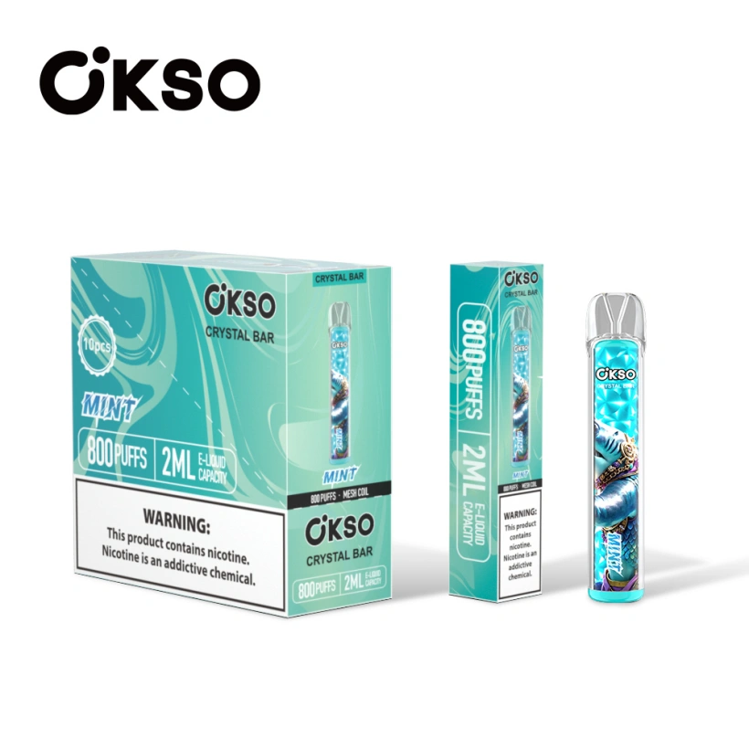 OKSO 800 Puffs Crystal Bar Vape Jetable Pas Cher Vente En Gros Avec 2ml E Liquid