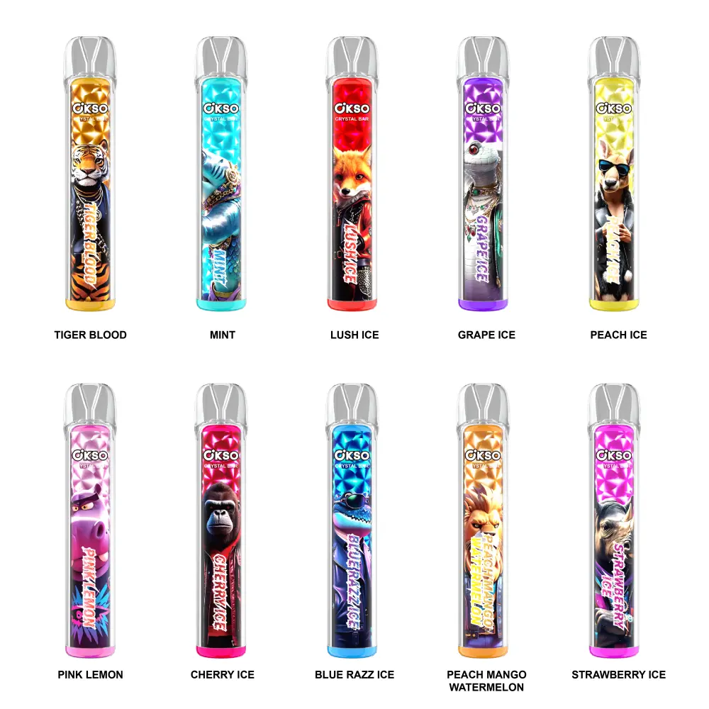 OKSO 800 Puffs Crystal Bar Vape Jetable Pas Cher Vente En Gros Avec 2ml E Liquid